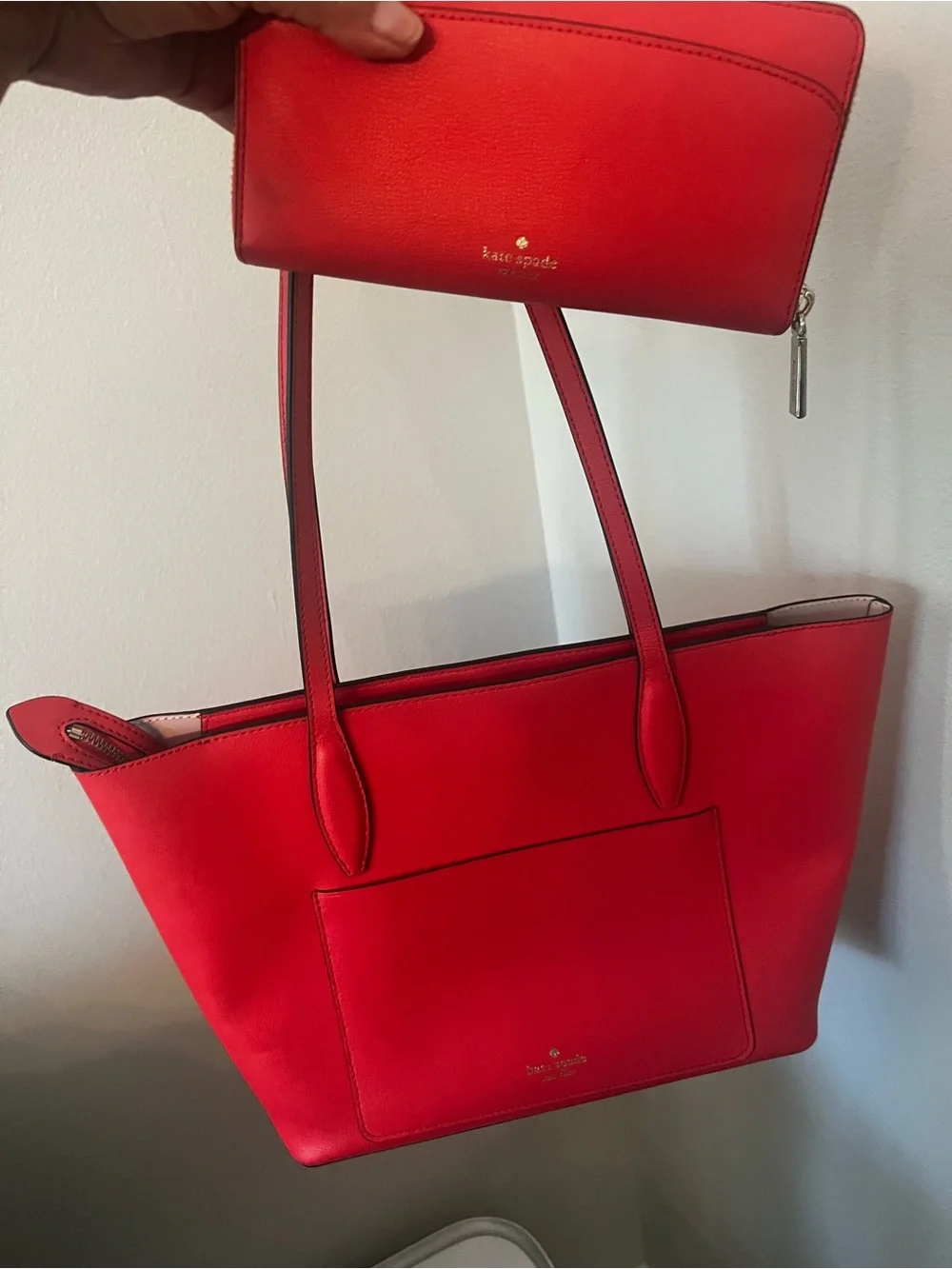 Kate Spade Adel Small Tote & Matching Wallet Set - Geranium Redo